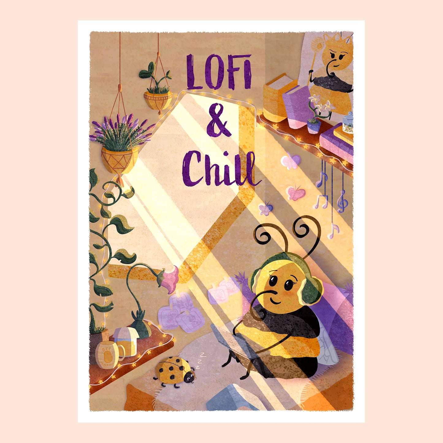 Illustration A4 - Abeille lofi & chill