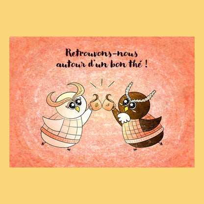 Bundle Hiboux Amoureux / Lot de 3 - 1 carte postale, 2 stickers