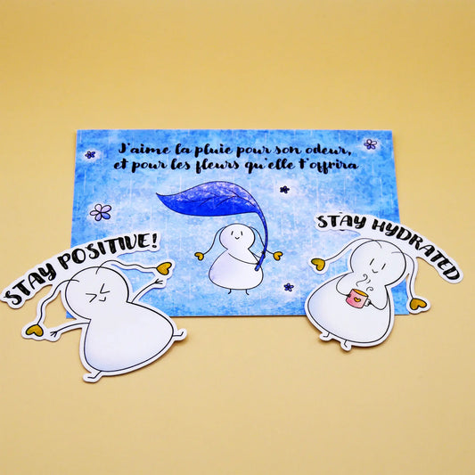 Bundle Scrappy / Lot de 3 - 1 carte postale, 2 stickers